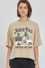 CTS-E3174 North Pole Christmas Graphic Relaxed Crop Top $11