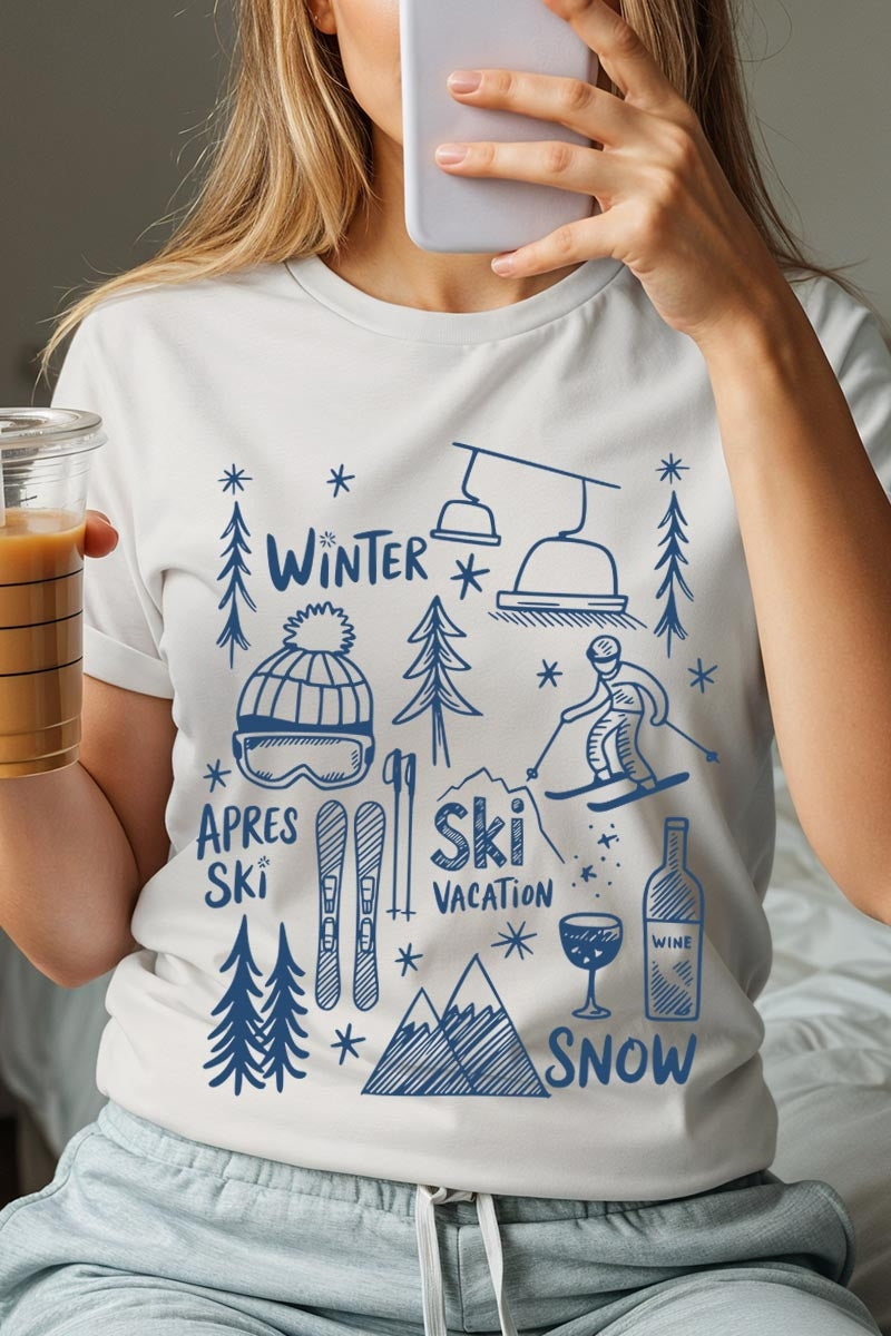 US3001P-E3188 Ski Doodle Graphic Plus Tee $16