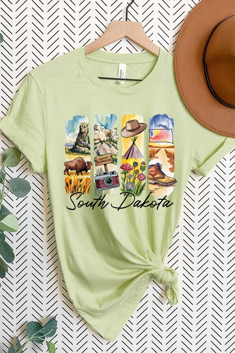 US3001P-E3061SD South Dakota State Brushstroke Graphic Plus Tee $16