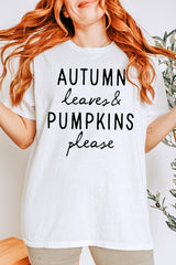 5000-E3158 Autumn Leaves Pumpkins Graphic Heavy Cotton Tee $9