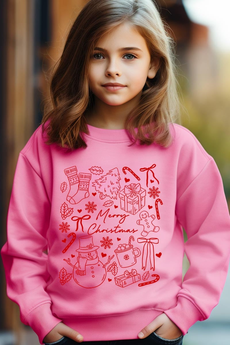 UL180B-E3181Z Christmas Doodle Kids Graphic Sweatshirt $20
