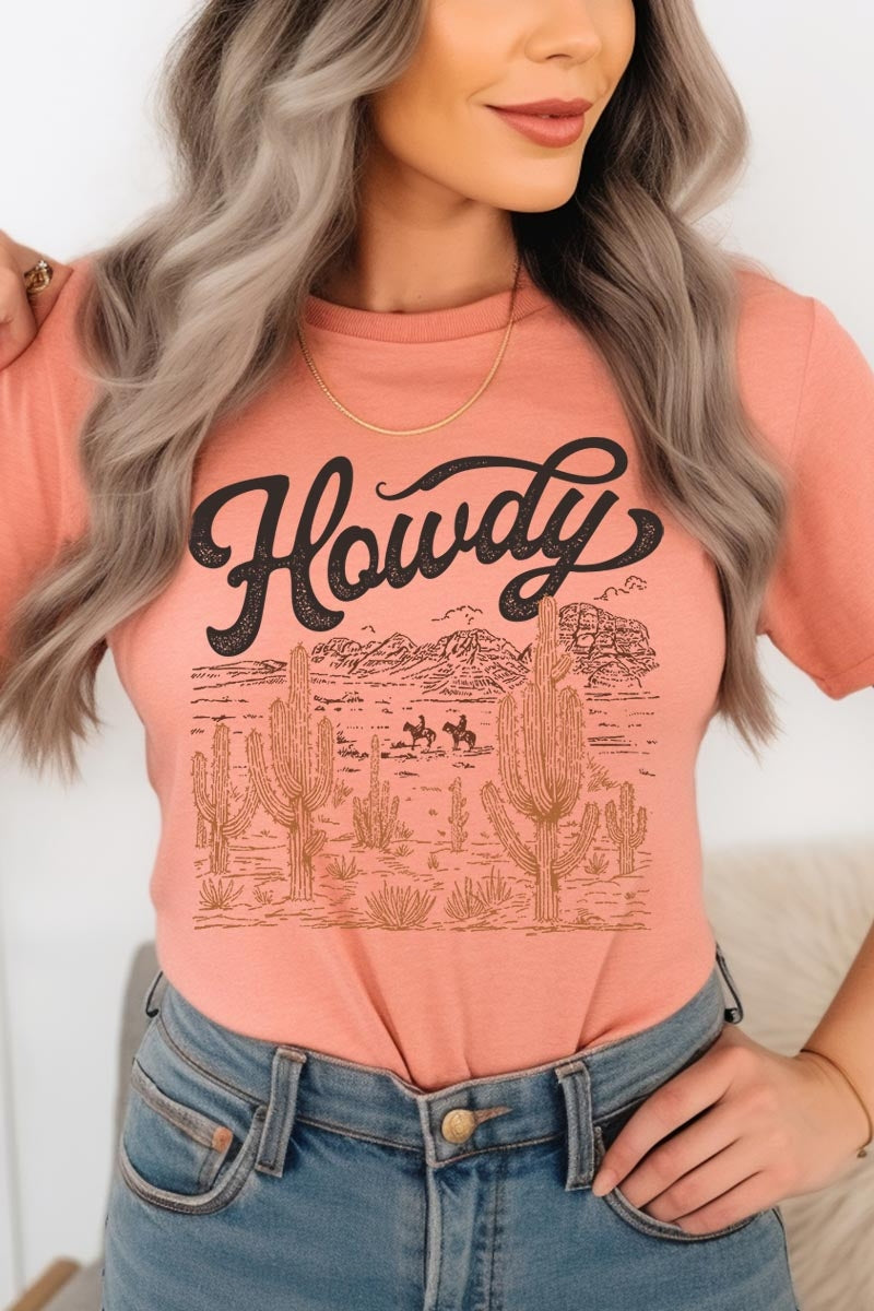 US3001P-E3095 Howdy Desert Western Graphic Plus Tee $16