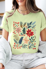 US3001P-E3186 Floral Christmas Graphic Plus Tee $16