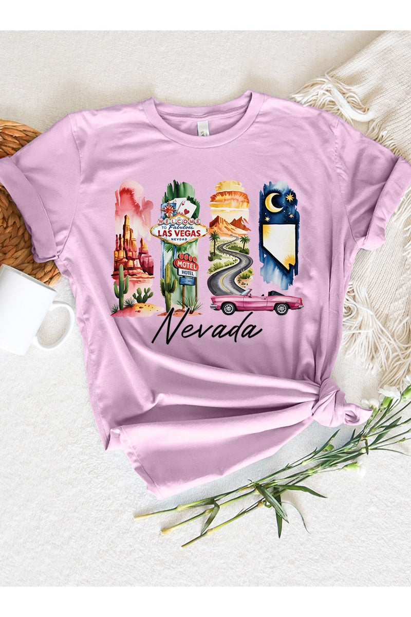 US3001P-E3061NV Nevada State Brushstroke Graphic Plus Tee $16