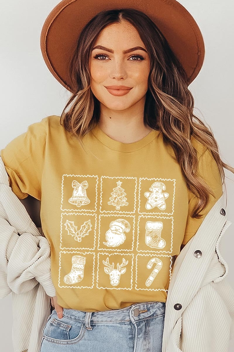 US3001P-E3215 Christmas Icons Graphic Plus Tee $16