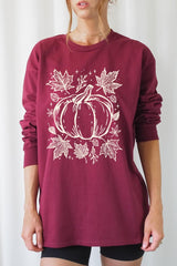 UL240-E3162 Fall Pumpkin Graphic Long Sleeve Tee $13.75