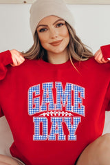 UL180-E3130 Blue Gingham Game Day Graphic Sweatshirt $20