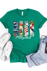 US3001-E3061MD Maryland State Brushstroke Graphic Tee $12.5