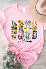 US3001-E3061IN Indiana State Brushstroke Graphic Tee $12.5