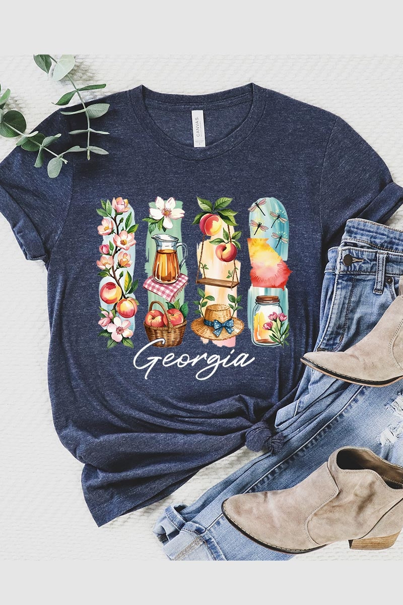 US3001P-E3061GA Georgia State Brushstroke Graphic Plus Tee $16