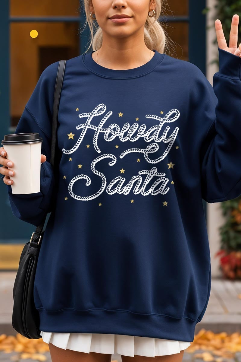 UL180-E3199 Howdy Santa Graphic Sweatshirt $20