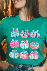 US3001P-E3137 Coquette Pumpkin Graphic Plus Tee $16