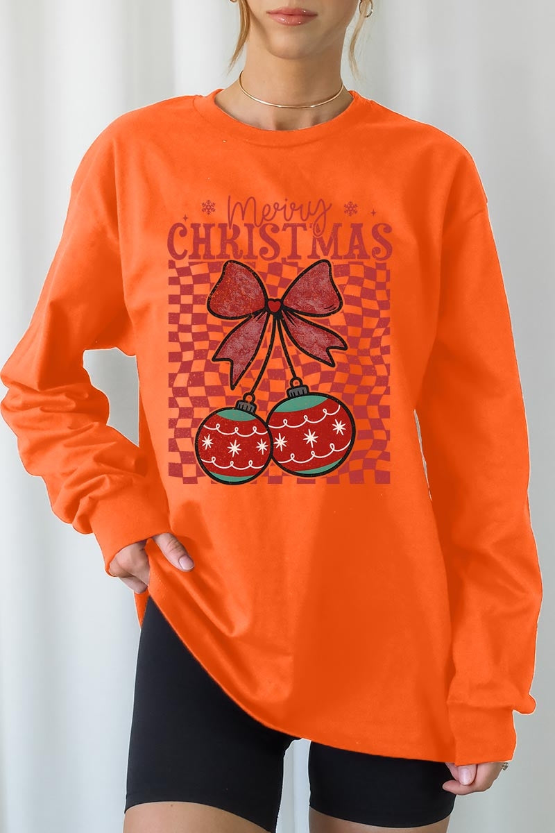 UL240P-E3196 Cherry Ornament Christmas Graphic Plus Long Sleeve Tee $17