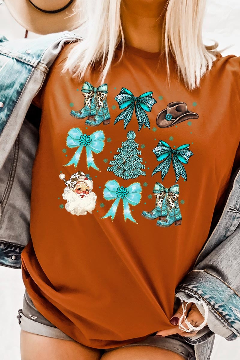 US3001P-E3180 Western Christmas Graphic Plus Tee $16