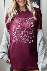 US3001P-E3181 Christmas Doodle Graphic Plus Tee $16