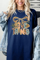 5000P-E3154 Give Thanks Bow Graphic Plus Heavy Cotton Tee $12.75