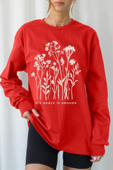 UL240-E3146 Christian Wildflower Graphic Long Sleeve Tee $13.75