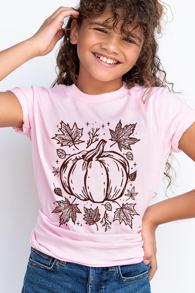 US3001Y-E3162Z Fall Pumpkin Kids Graphic Tee $11