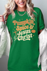 5000-E3164 Pumpkin Spice & Jesus Graphic Heavy Cotton Tee $9