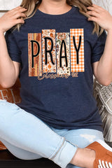 US3001-E3166 Pray Fall Christian Graphic Tee $12.5