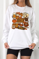 UL240-E3119 Retro Fall Collage Graphic Long Sleeve Tee $13.75
