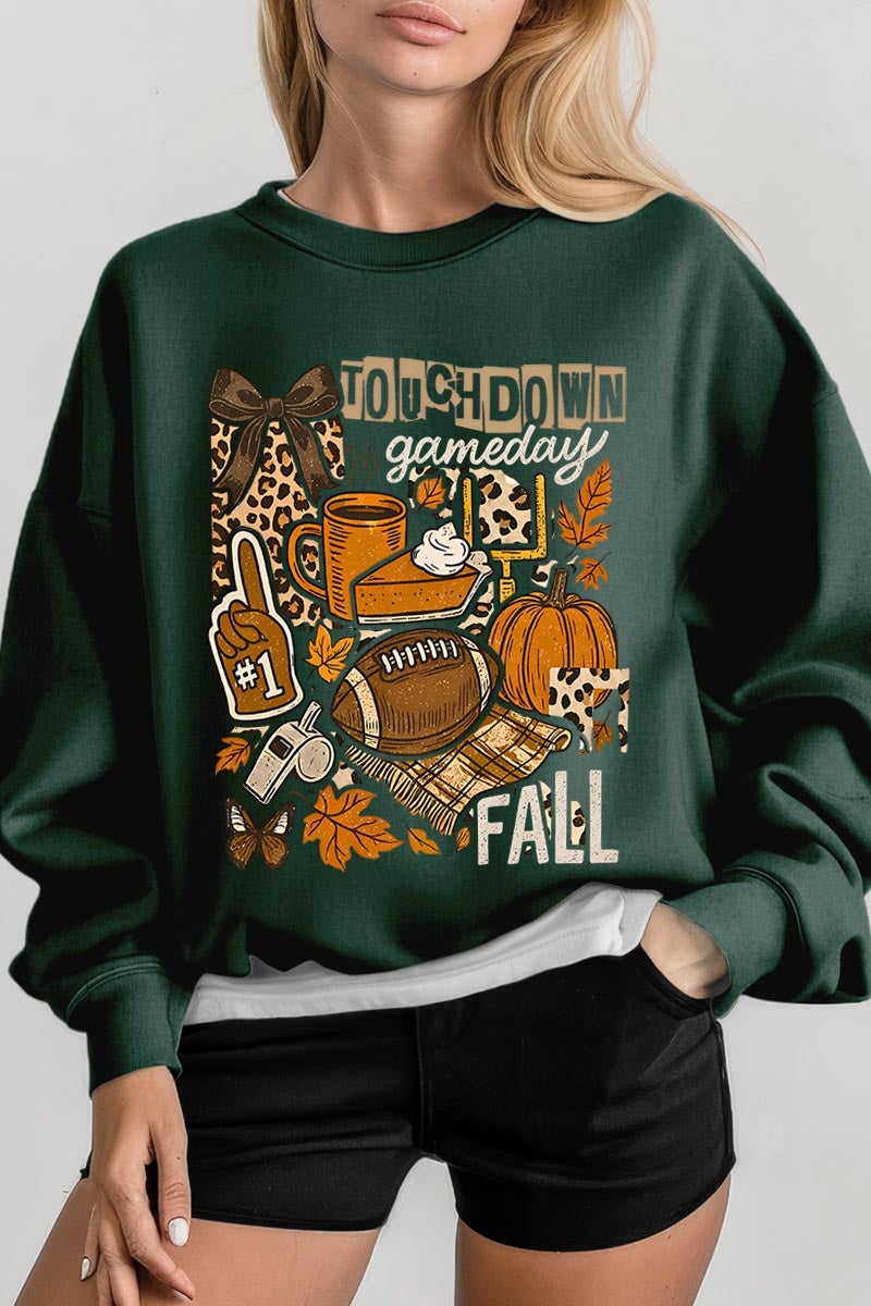 UL180P-E3134 Fall Football Collage Graphic Plus Sweatshirt $25
