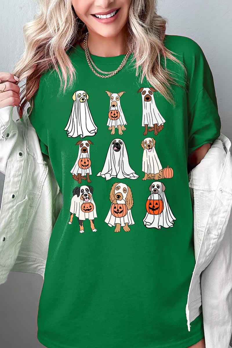 5000-E3106 Halloween Ghost Dog Graphic Heavy Cotton Tee $9