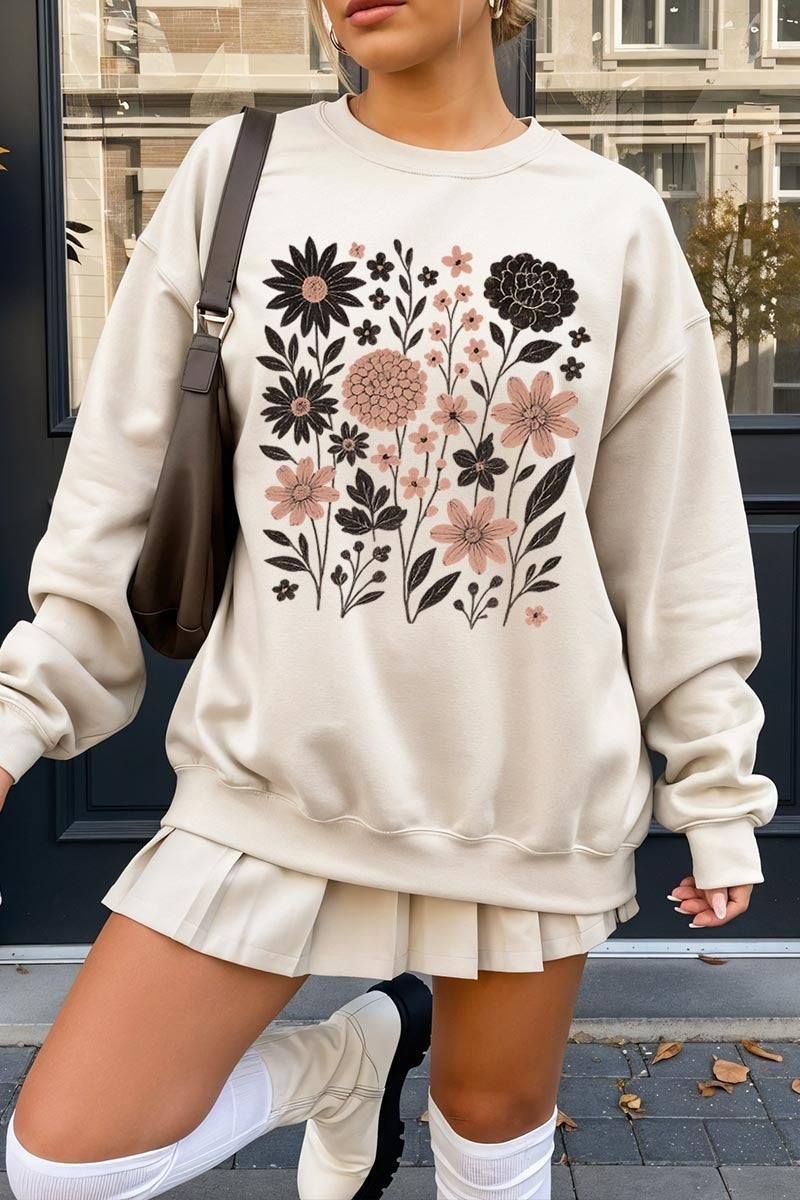 UL180P-E3178 Fall Floral Garden Graphic Plus Sweatshirt $25