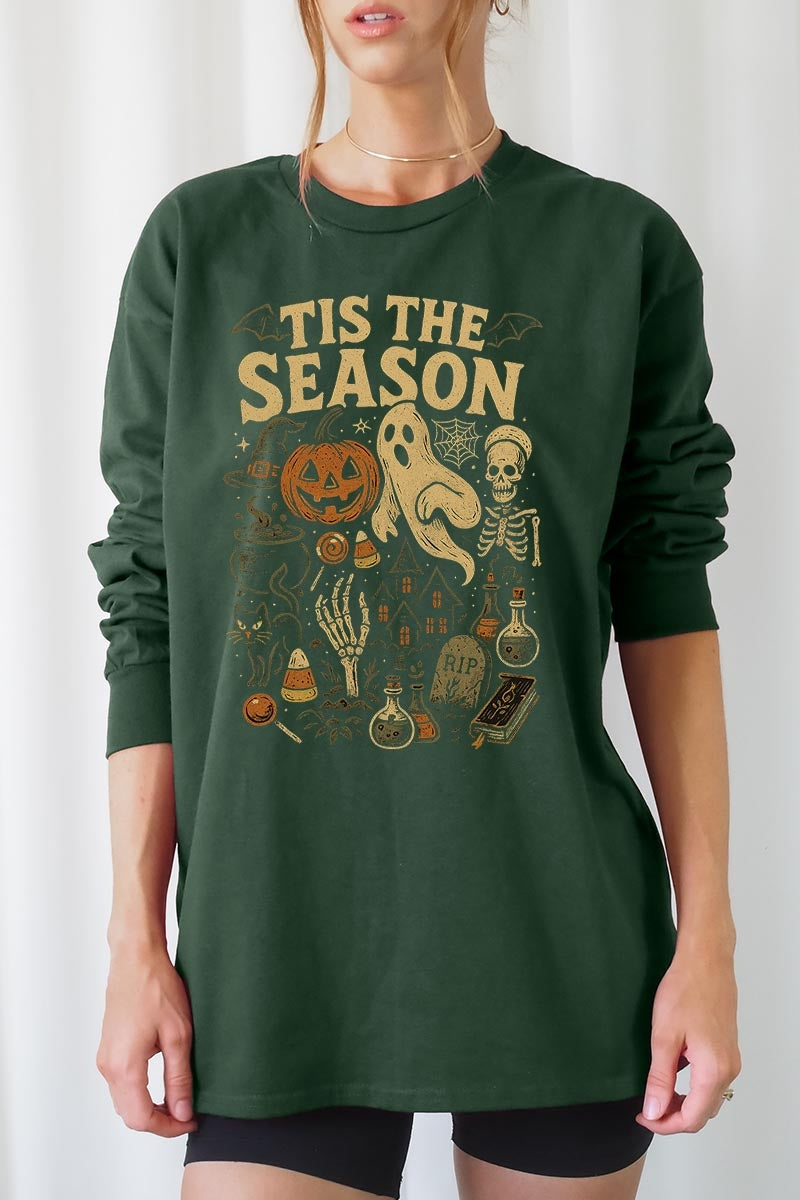 UL240P-E3125 Tis The Season Halloween Plus Long Sleeve Tee $17