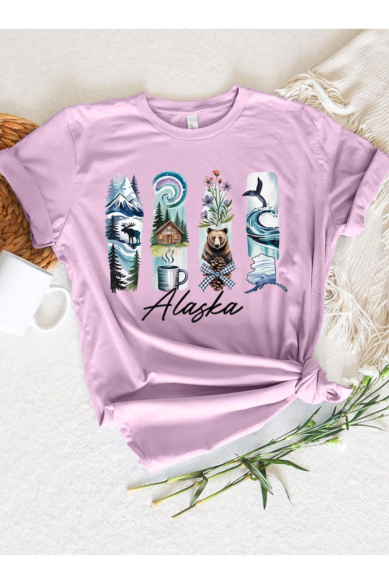 US3001-E3061AK Alaska State Brushstroke Graphic Tee $12.5