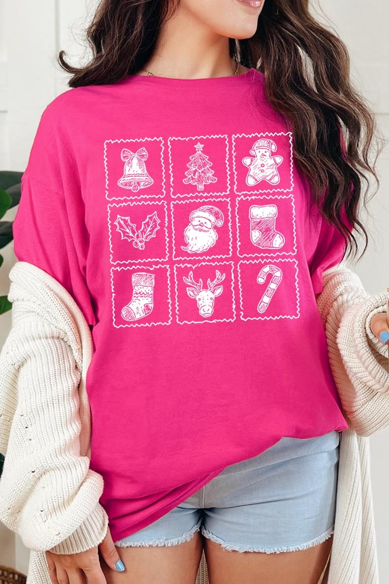 5000P-E3215 Christmas Icons Graphic Plus Heavy Cotton Tee $12.75