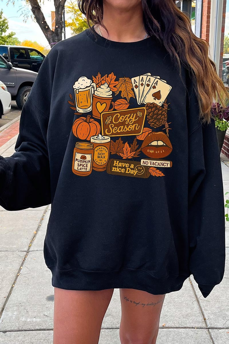 UL180-E3119 Retro Fall Collage Graphic Sweatshirt $20