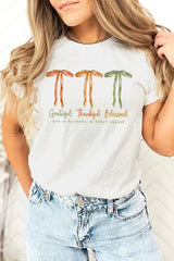 US3001P-E3111 Grateful Thankful Blessed Graphic Plus Tee $16