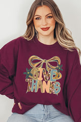 UL180-E3154 Give Thanks Bow Graphic Sweatshirt $20