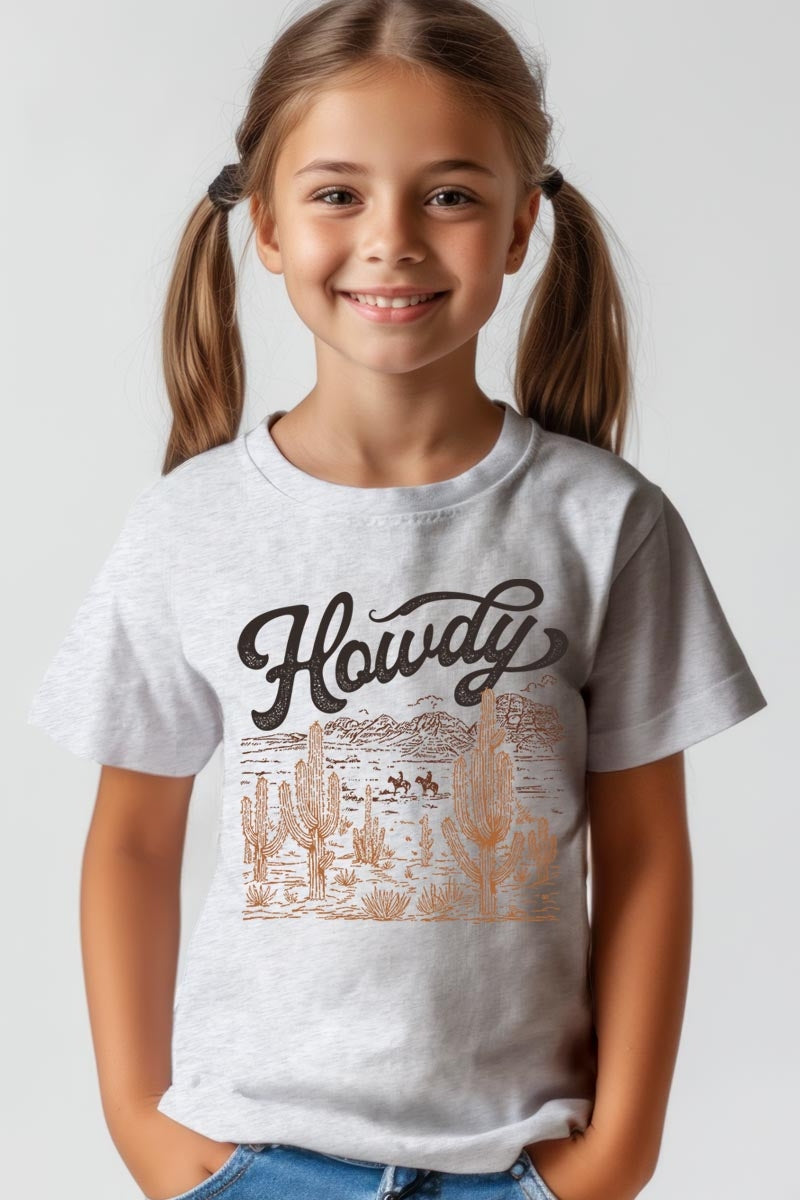 US3001Y-E3095Z Howdy Desert Western Kids Graphic Tee $11