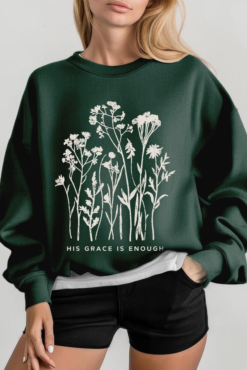 UL180P-E3146 Christian Wildflower Graphic Plus Sweatshirt $25
