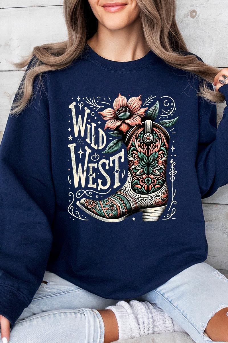 UL180P-E3100 Wild West Cowgirl Boot Graphic Plus Sweatshirt $25