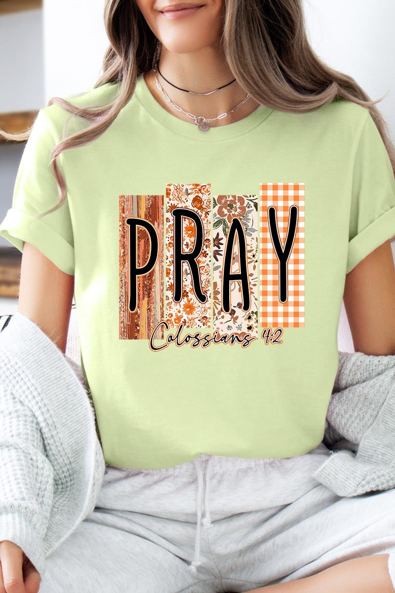 US3001P-E3166 Pray Fall Christian Graphic Plus Tee $16