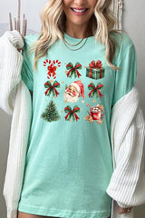 US3001P-E3217 Santa Gifts & Bows Christmas Graphic Plus Tee $16