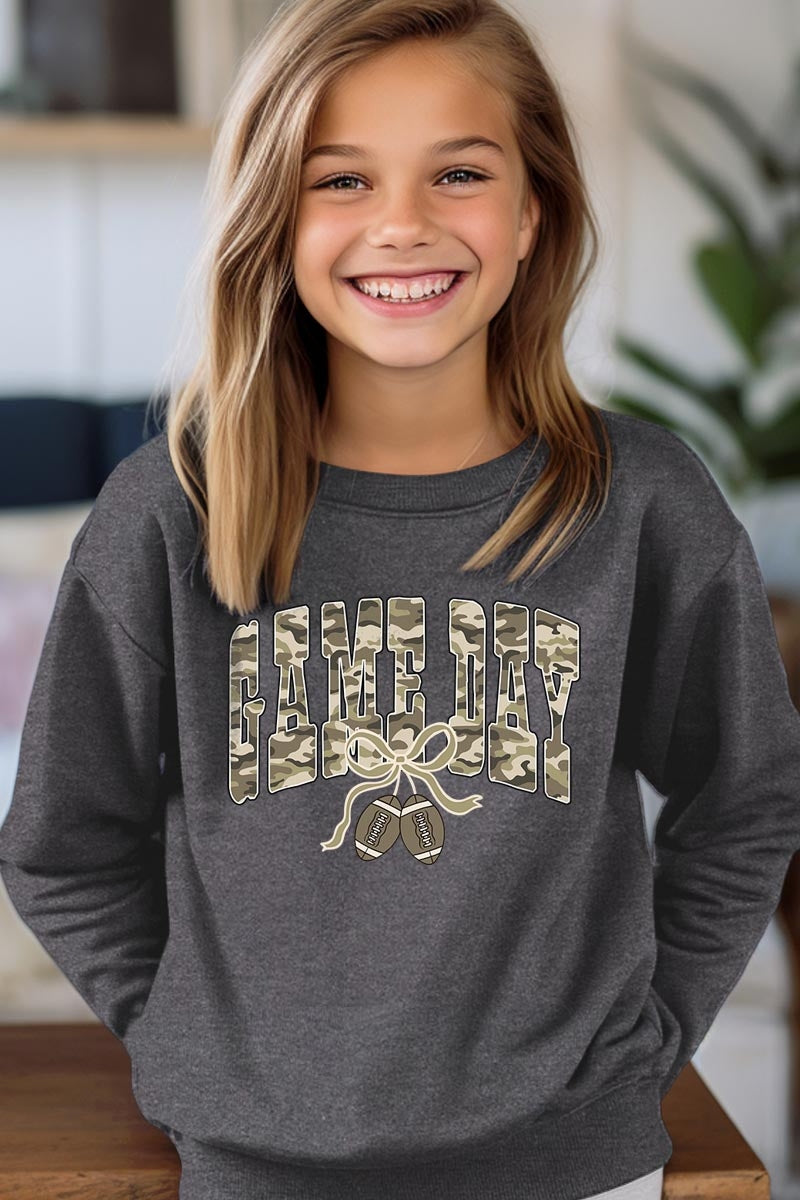 UL180B-E3131Z Football Game Day Camo Kids Graphic Sweatshirt $20