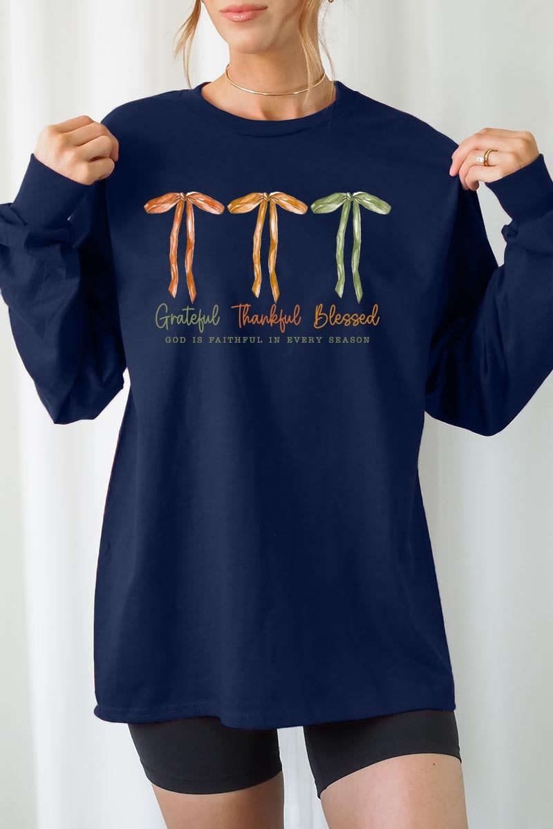 UL240P-E3111 Grateful Thankful Blessed Plus Long Sleeve Tee $17