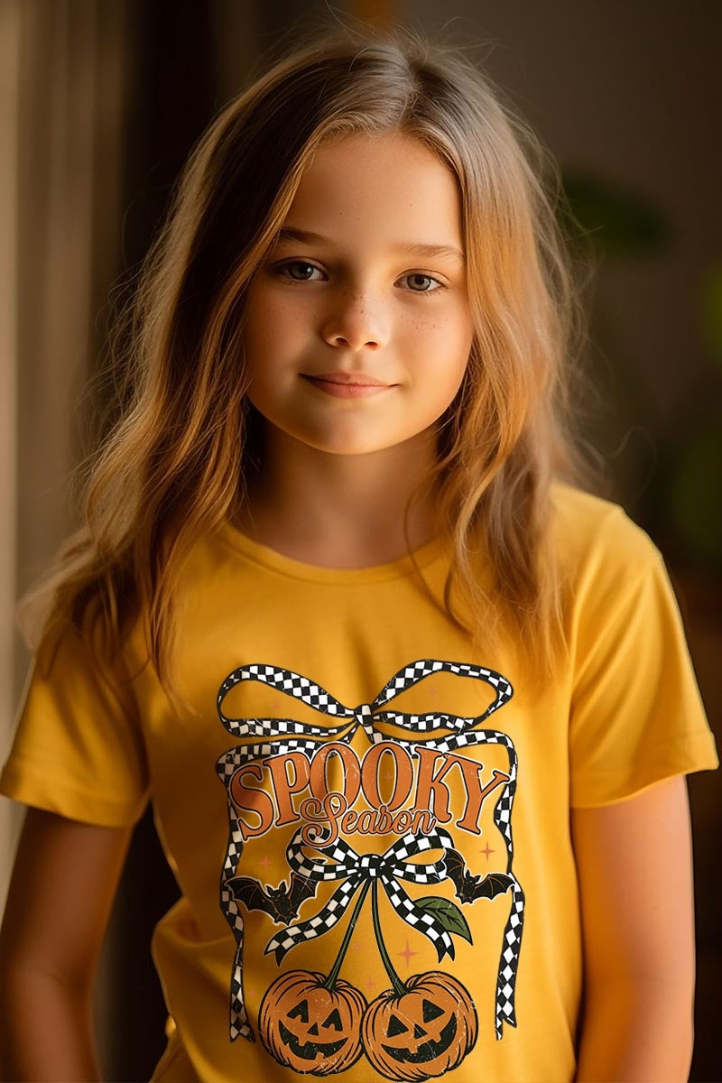 US3001Y-E3085Z Pumpkin Cherries Kids Graphic Tee $11