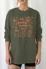 UL240-E3141 Halloween Doodle Graphic Long Sleeve Tee $13.75