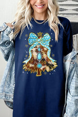 5000P-E3184 Turquoise Christmas Tree Graphic Plus Heavy Cotton Tee $12.75