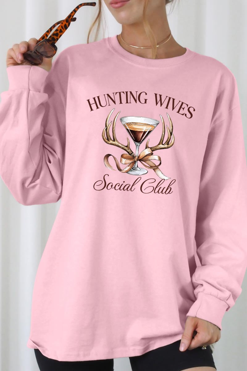 UL240P-E3191 Hunting Wives Social Club Graphic Plus Long Sleeve Tee $17
