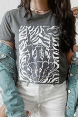 US3001-E3177 Skeleton Hands Zebra Graphic Tee $12.5