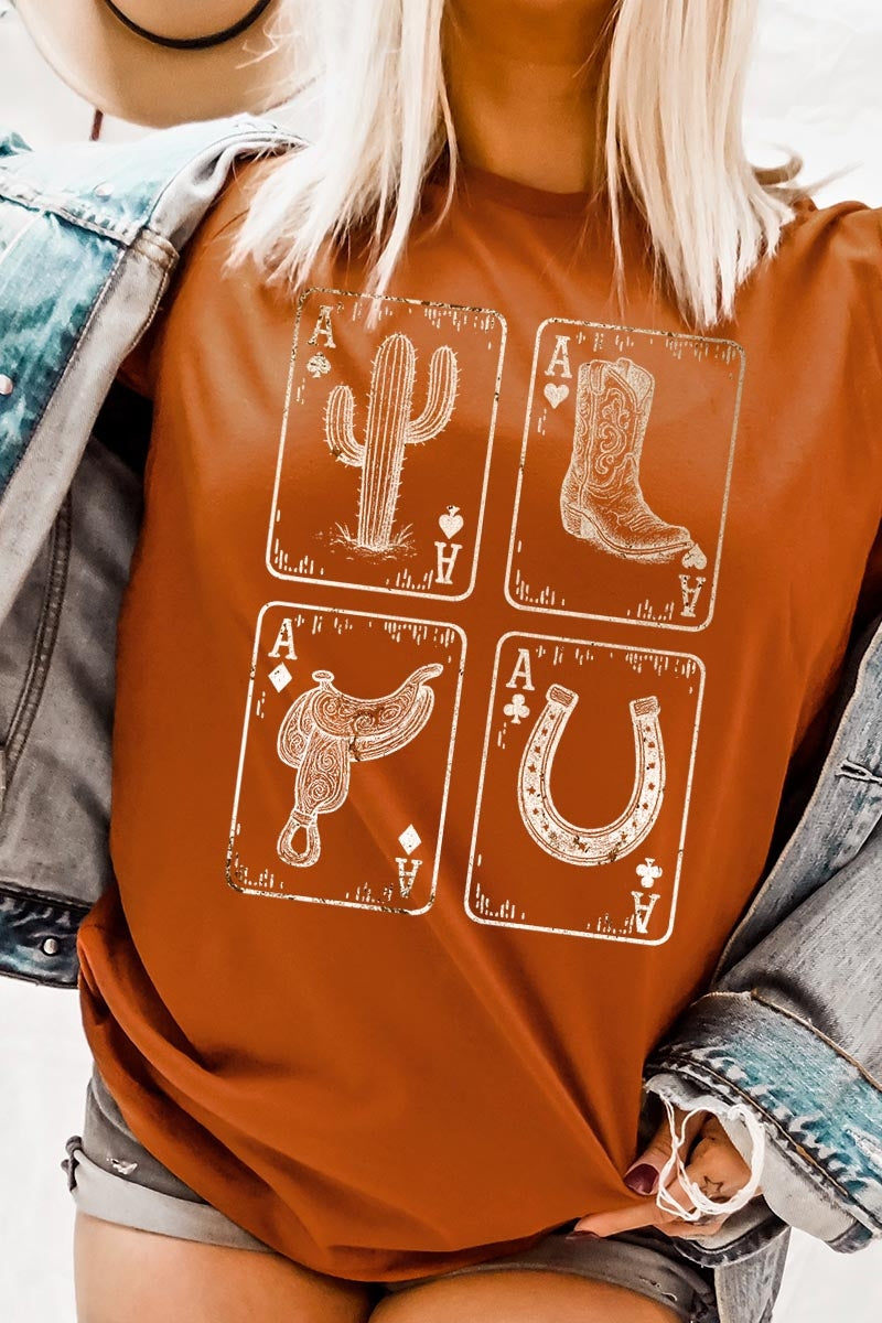 US3001P-E3094 Western Cowgirl Card Graphic Plus Tee $16