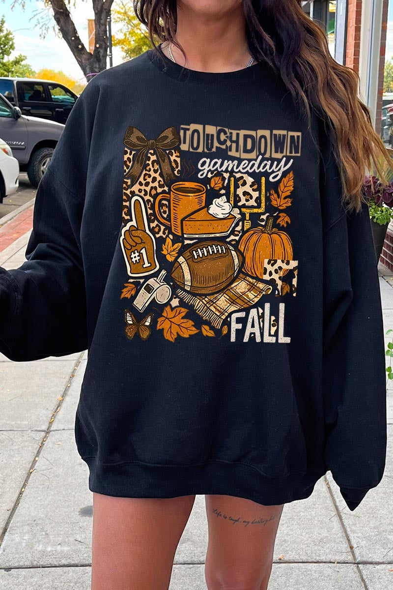 UL180-E3134 Fall Football Collage Graphic Sweatshirt $20