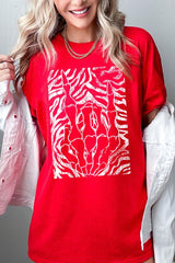 5000P-E3177 Skeleton Hands Zebra Graphic Plus Heavy Cotton Tee $12.75