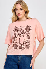 CTS-E3162 Fall Pumpkin Graphic Relaxed Crop Top $11